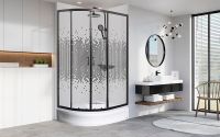 Душевой уголок Мономах ДУ 90x70 МЗ BL 10000008623 профиль Черный матовый стекло прозрачное с рисунком — фото 3, Душевые уголки
