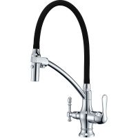 Смеситель для кухни ZorG Sanitary ZR 347-6 YF Хром Черный — фото 1, Смесители для кухни