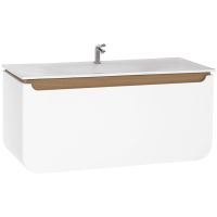 Тумба с раковиной Creavit Pion 120 PN0120.01.BDM+DP120 подвесная Белая Дуб — фото 1, Тумбы с раковиной