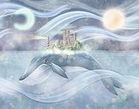 Фреска детская Ortograf Детские 8331 Фактура флок FLK Флизелин (3,81*3) Голубой/Сиреневый, Замки/Рыбы — фото 2, Фрески