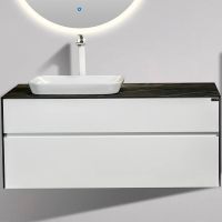 Тумба с раковиной Black&White Universe U907.1200 120 907u1200 подвесная White matt Lauren gold — фото 1, Мебель для ванной