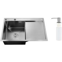 Кухонная мойка Ростовская Мануфактура Сантехники 78 MRK-7851BL-L Темный графит — фото 4, Кухонные мойки