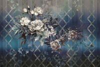 Фреска Ortograf Splendo 31728 Фактура флок FLK Флизелин (4*2,7) Синий/Серый, Цветы — фото 2, Фрески