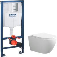 Комплект унитаза Ceruttispa Orlter Aria Tornado CT9955 с инсталляцией Grohe Rapid SL 38772001 с сиденьем Микролифт и клавишей смыва Хром — фото 1, Комплекты унитаз + инсталляция