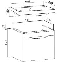 Тумба под раковину Runo Афина 60 00-00001205 подвесная Цемент — фото 5, Мебель для ванной