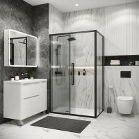 Душевой уголок Grossman Cosmo 100х90 120.K33.02.1090.21.02 профиль Черный матовый стекло шиншилла — фото 3, Прямоугольные душевые уголки