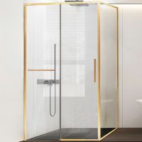 Душевой уголок Vincea Slim Soft 110x80 VSR-1SS8011CLG профиль Брашированное золото стекло прозрачное — фото 1, Прямоугольные душевые уголки