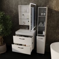 Шкаф пенал Style Line Каре Люкс Plus 30 с бельевой корзиной Белый арт-СС-00002325 — фото 11, Пеналы для ванной комнаты