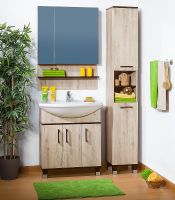 Зеркальный шкаф Бриклаер Карибы 75 4620750416058 Дуб кантри Венге — фото 2, Мебель для ванной