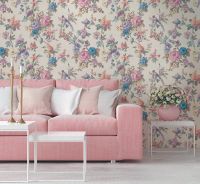 Обои Артекс New Look 5 10686-05 Винил на флизелине (1,06*10,05) Синий/Розовый, Птицы/Цветы — фото 3, Обои для стен