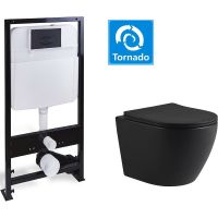 Комплект унитаза с инсталляцией SantiLine SL-5025MB+SL-03 с сиденьем Микролифт и Черной матовой клавишей смыва — фото 2, Комплекты унитаз + инсталляция