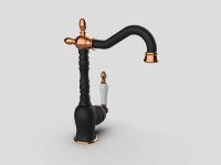 Смеситель для раковины GPD Retro Colored MTL180-S-R Черный матовый Розовое золото — фото 5, Смесители