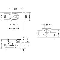 Унитаз Duravit ME by Starck 25280900001 подвесной без сиденья — фото 4, Подвесные унитазы