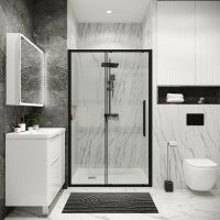 Душевая дверь Grossman Cosmo 110 100.K33.02.110.21.00 профиль Черный матовый стекло прозрачное — фото 5, Душевые двери в нишу