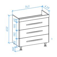 Тумба под раковину Bellezza Рокко 80 4635313660076 Бежевая Белая — фото 4, Тумбы под раковину