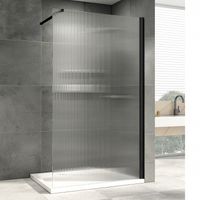 Душевая перегородка Abber Immer Offen 100 AG61101R8 профиль Черный стекло рифленое — фото 2, Душевые перегородки