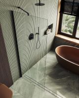 Душевая перегородка Maybah Glass MGD-695-6ш 790x1950 в широком профиле Черный стекло прозрачное — фото 4, Душевые перегородки