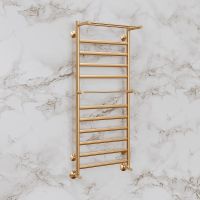 Водяной полотенцесушитель Terminus Хендрикс П10 500х1000 4670078529824 с полкой Хром, нижнее подключение, G 1/2" ВР, с угловым соединением — фото 3, Водяные полотенцесушители