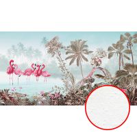 Фреска Ortograf Paradise 32236 Фактура бархат FX Флизелин (5*2,7) Голубой/Розовый/Зеленый, Деревья/Птицы — фото 1, Фрески