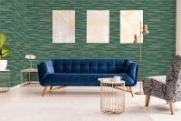 Обои Grandeco Elementum EE 1103 Винил на флизелине (0,53*10,05) Зеленый/Золото, Полоса/Рогожка — фото 4, Обои для стен