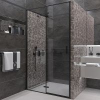 Душевая дверь Veconi Vianno VN-73B 100 VN73B-100-01-C4 профиль Черный матовый стекло прозрачное — фото 1, Душевые двери в нишу