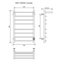 Электрический полотенцесушитель Ника Way-3 80/50 U с полкой Белый матовый — фото 6, Электрические полотенцесушители