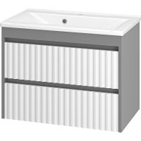 Тумба с раковиной Brevita Balaton 75 УТ000012301 подвесная Белая матовая Серая матовая — фото 1, Тумбы с раковиной