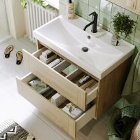 Тумба под раковину Aqwella Astrid 80 AST0108DD подвесная Дуб Давос — фото 3, Мебель для ванной