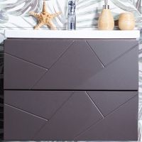 Тумба под раковину Бриклаер Кристалл 60 4627125414510 подвесная Софт Графит Ясень Анкор темный — фото 1, Мебель для ванной