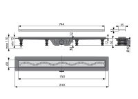 Душевой лоток Koller Pool G8-750 с решеткой Хром матовый — фото 2, Душевые лотки
