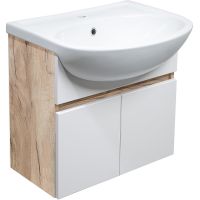 Тумба под раковину Runo Лада 50 00-00001370 подвесная Крафтовый дуб Белая — фото 1, Тумбы под раковину