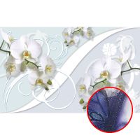 Фреска Ortograf 3D 6655 Фактура бархат серебро FX-S Флизелин (2,5*1,53) Голубой, Цветы — фото 1, Фрески