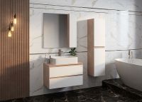 Зеркало со шкафом Onika Алеста 80.00 R 208095 Камень светлый Белое — фото 2, Зеркальные шкафы в ванную