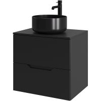 Тумба с раковиной Orange Line 60 Li-60TubMDF+B07-345B подвесная Черная матовая — фото 1, Тумбы с раковиной