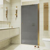 Душевая дверь Maybah Glass MGD-801-3 600x1980 на монопетле Золото стекло графитовое матовое — фото 1, Душевые двери в нишу