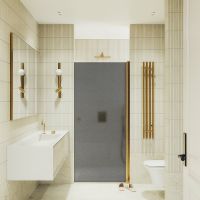 Товар: Душевая дверь Maybah Glass MGD-801-3 600x1980 на монопетле Золото стекло графитовое матовое - фото 2 Душевая дверь Maybah Glass MGD-801-3 600x1980 на монопетле Золото стекло графитовое матовое — фото 2, Душевые двери в нишу