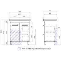 Тумба под раковину Vigo Nova 70 tn.NOV.MIR.70.1D.2Y Белая — фото 4, Тумбы под раковину