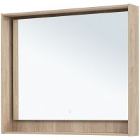 Зеркало Aquanet Милан 100 336406 с подсветкой Дуб светлый с сенсорным выключателем — фото 2, Зеркала в ванную комнату