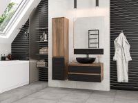 Товар: Шкаф пенал Brevita Dakota 35 L DAK-050350-19/02Л Черный кварц Дуб Галифакс олово - фото 12 Шкаф пенал Brevita Dakota 35 L DAK-050350-19/02Л Черный кварц Дуб Галифакс олово — фото 12, Мебель для ванной