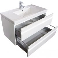 Тумба с раковиной SanVit Тема 100 ktema100 в цвете Ral подвесная Белый глянец — фото 2, Тумбы с раковиной