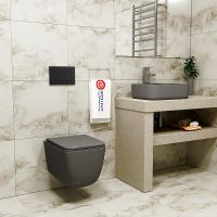 Комплект унитаза Point Меркурий PN41831GM с инсталляцией Элемент PN45120+PN44081BM Графит матовый с сиденьем Микролифт и Черной матовой клавишей смыва арт-PN48026BM — фото 10, Комплекты унитаз + инсталляция