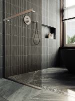 Душевая перегородка Maybah Glass MGD-727-5у 790x1950 в узком профиле Хром матовый стекло бронзовое — фото 6, Душевые перегородки