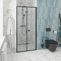 Душевая дверь Ceruttispa Bella 80 D81B профиль Черный стекло прозрачное — фото 4, Складные душевые двери