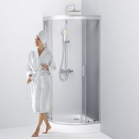 Душевой уголок AM.PM Gem 80х80 радиальный профиль Матовый хром стекло прозрачное арт-W90G-401-080WT — фото 6, Душевые уголки четверть круга