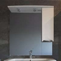 Зеркало со шкафом АСБ-мебель Мессина 80 9615 R с подсветкой Белый — фото 1, Зеркальные шкафы в ванную