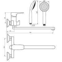 Смеситель для ванны Damixa RedBlu Origin Evo 2 универсальный Хром арт-789500000 — фото 4, Смеситель для ванны
