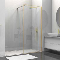 Душевая перегородка Vincea Walk-In 80 VSW-1HS800CLG профиль Брашированное золото стекло прозрачное — фото 1, Душевые перегородки