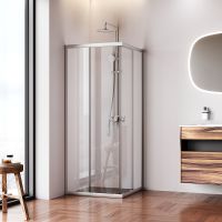 Душевой уголок AM.PM Sunny 80х80 W87G-403-8080-MT профиль Хром матовый стекло прозрачное — фото 3, Квадратные душевые уголки
