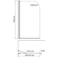 Шторка на ванну WasserKRAFT Leine 80 35P01-80WHITEFixed профиль Белый стекло прозрачное — фото 3, Шторки для ванной распашные