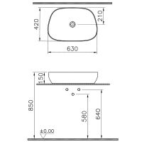 Раковина-чаша Vitra Outline Recycled 63 7993B066-0016 Матовый тауп — фото 5, Раковины накладные